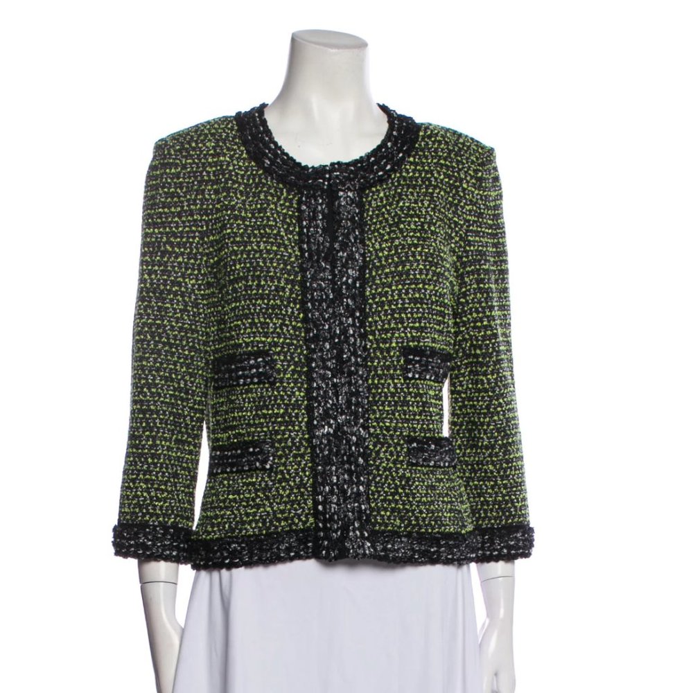 St. John Boucle Tweed Knit Blazer Jacket, Size 6